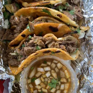 birria tacos with consomme
