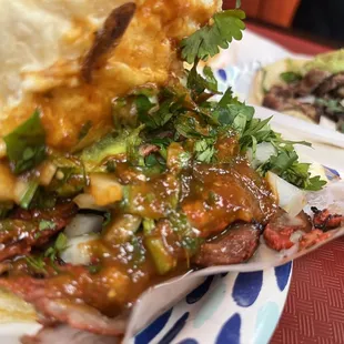 a close up of a plate of food
