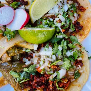 Three Chorizo Tacos (all the fixings)