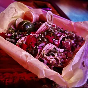 Al Pastor and Suadero Tacos. They were dry but still pretty good.