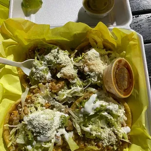 sopes - beef and chicken