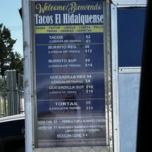 Current menu as of May 2024