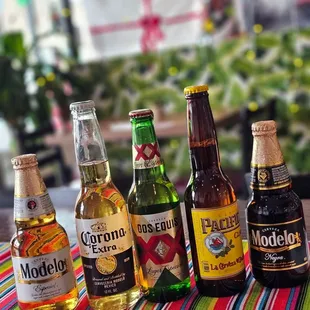 a variety of beer bottles