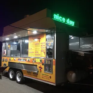 a food truck at night