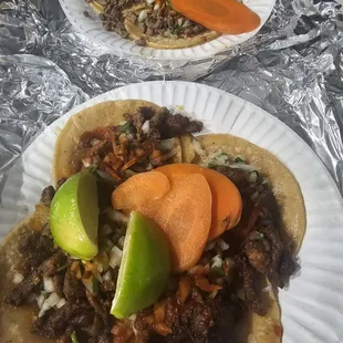 Carne asada tacos &amp; al pastor tacos