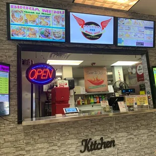 Clean well lighted place in food court. Shares space with four other establishments. Nice owner.