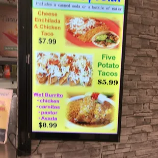 Current lunch specials.