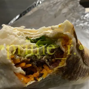 the inside of a burrito