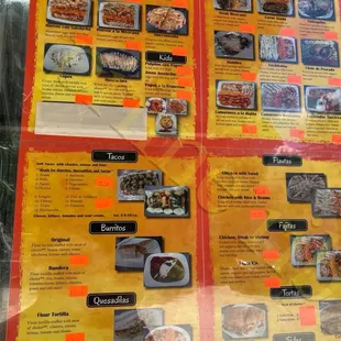 a menu for a mexican restaurant