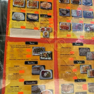 a menu for a mexican restaurant