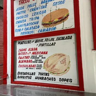 a menu for tacos el joven