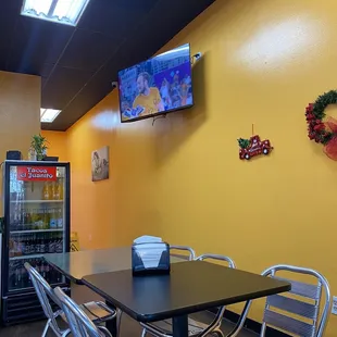 Dining area with tv