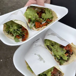 Chorizo and carne asada with everything, $3 each