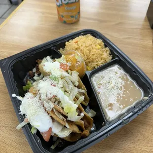 Tacos Dorados combo with rice/beans