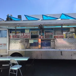 a food truck parked in a parking lot