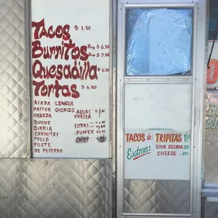 a food truck with a menu