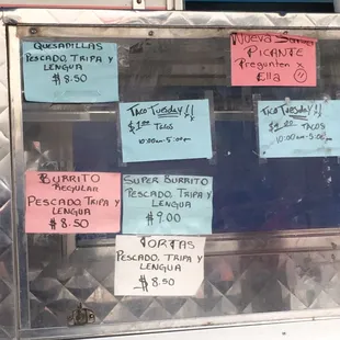 a food truck with menus