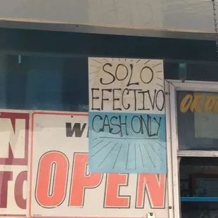 a sign in a window