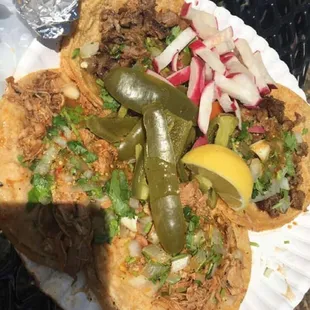 2 steak and 2 chicken tacos