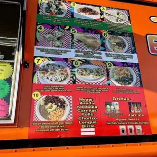 a menu on a food truck