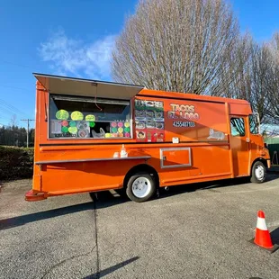 an orange food truck