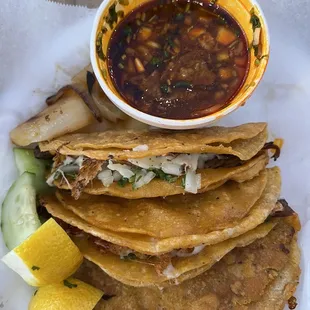 Crispy quesa birria tacos. The crispiness allows you to eat them later without being soggy