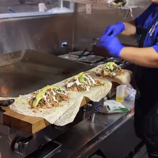 Assembling our Super Burritos.