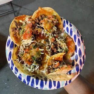 These are some delicious steak tacos with cheese