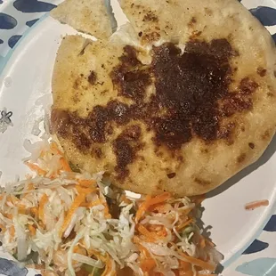 Cheese/Queso Pupusa with curtido! Delicious!