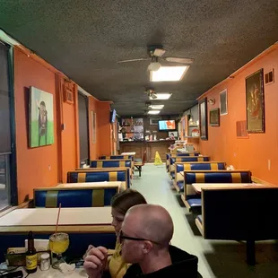 Inside from rear of restaurant to front door