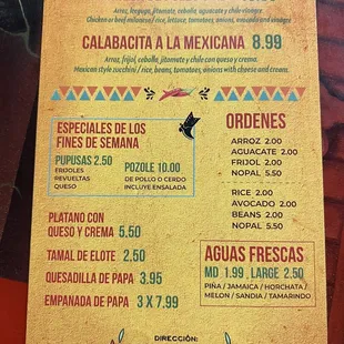 menu
