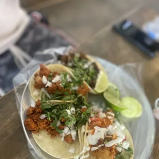 Pastor and shrimp tacos