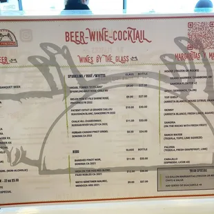 Drink menu with full bar