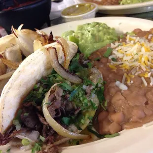 Three tacos plate