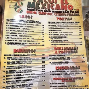 sushi and sashimi, menu