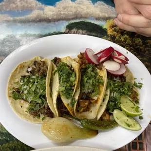 Al pastor, barbacoa, carne asada tacos