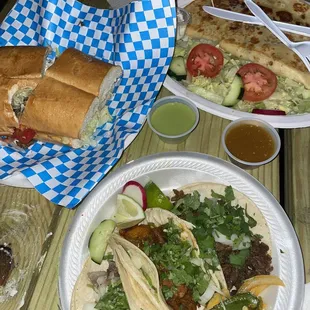 Tacos, torta, quesadilla