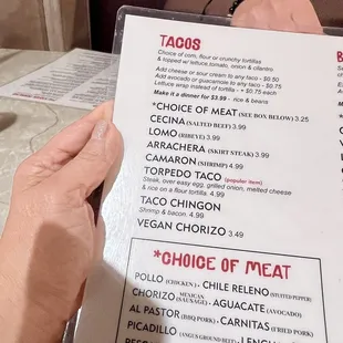 menu