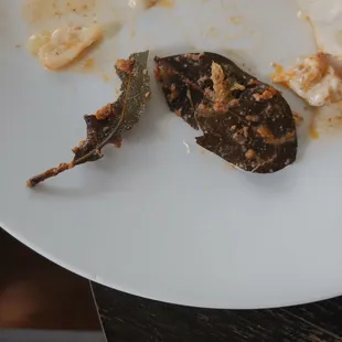 a half eaten plate of food