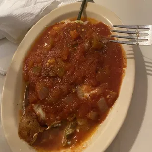 Chili relannos, decent but too much red sauce