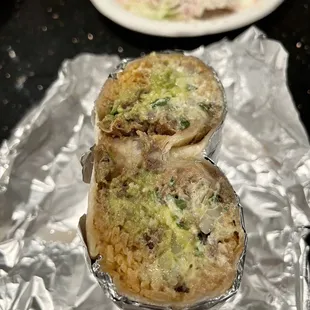 Carne asada/extra crispy tripas burrito and taco dorado