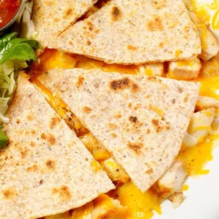 a plate of quesadillas