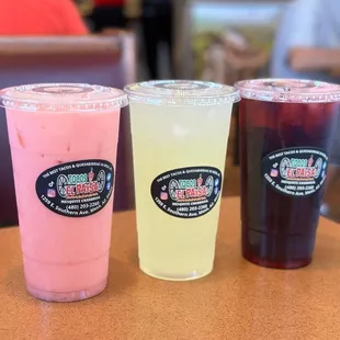 three drinks on a table