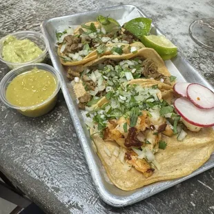 Shrimp and steak tacos