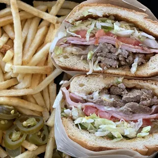 Carne asada torta with fries