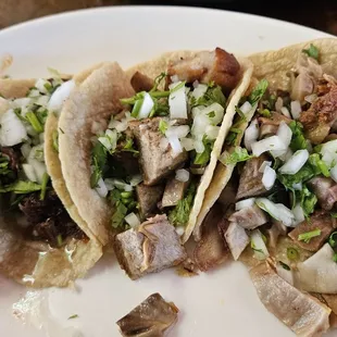 Street Tacos: Birria de Res, Cabeza, Carnitas, Buche