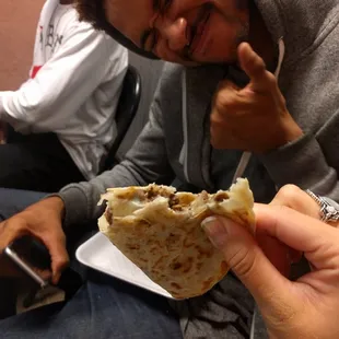 Hmm, quesadilla with carne asada..