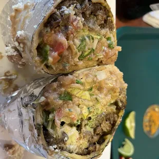 the inside of a burrito