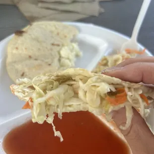 Teeny tiny sub-par pupusa - ordered a revuelta and got this cheese guy instead.