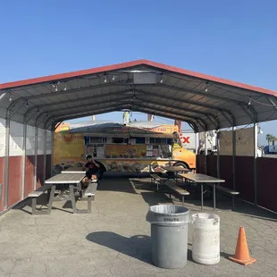a food truck parked in a parking lot